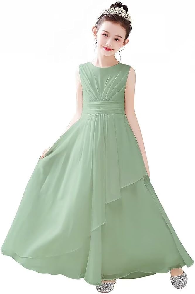 dideyttawl Chiffon Flower Girl Dresses Wedding Junior Bridesmaid Dress Evening Party Girls Formal Gown Princess Dress