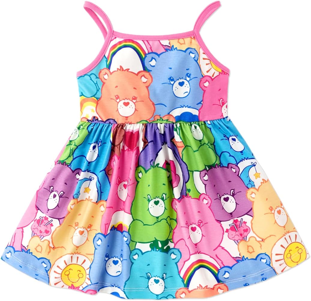 PATPAT Care Bears Girl Strap Dress Girl A Line Sundress Striped Cami Dress for Infant to Toddler