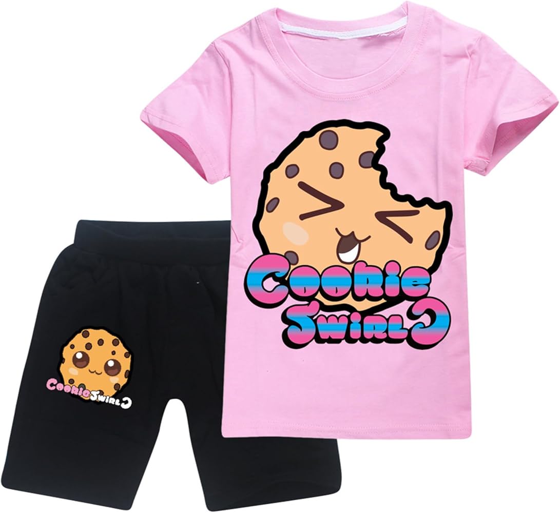 Toddler Boys Girls Cookie Swirl C Graphic Tshirt+Shorts,2 Pcs Summer Tops Set-Kids Loose Short Sleeve Tees Outfits