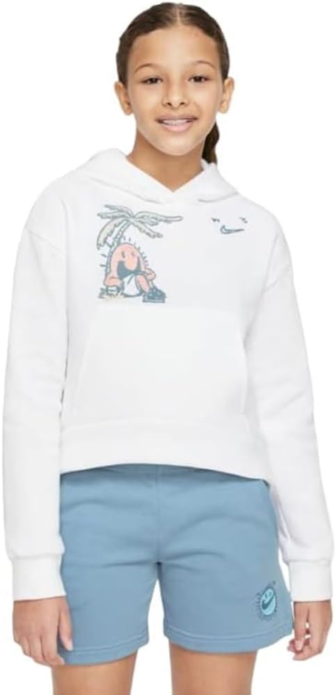 Nike Girls' Sun Club Fleece Pullover Hoodie (White) Size XL