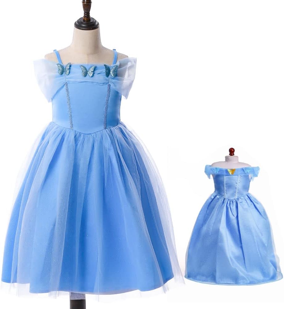 Princess Cinderella Girl Dress up with Matching 18 Inch Doll Dress