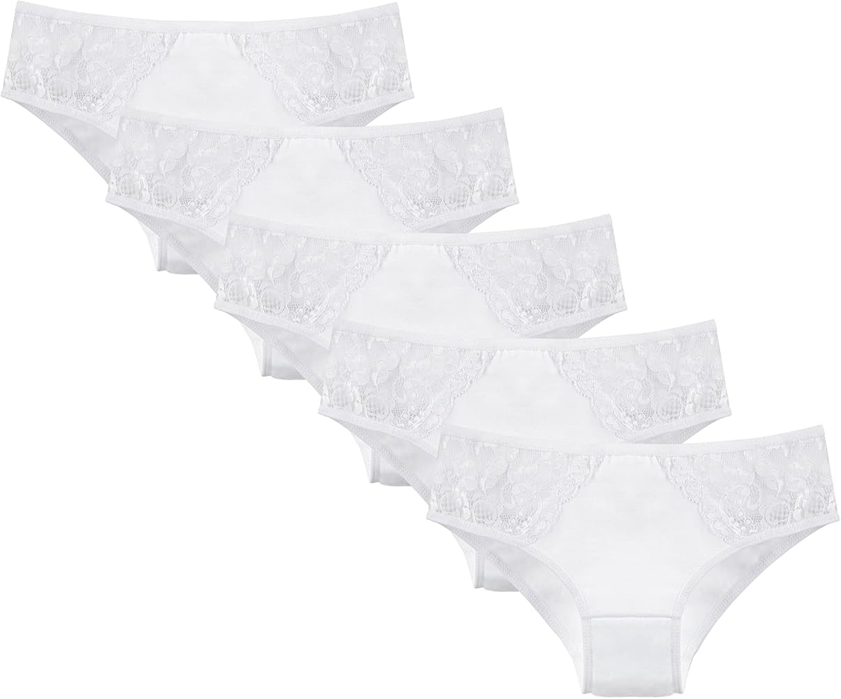 Donella Teen Girls Panties - 5 Pack Mid Rise Soft Cotton Bikini Underwear