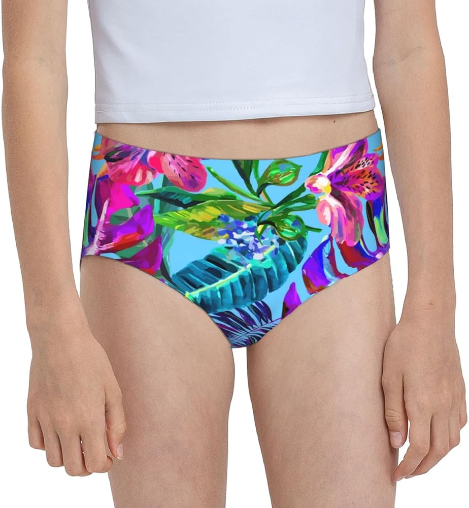 Augenstern Cotton Underwear Island Style Floral Summer Girls'Briefs Soft Underpants