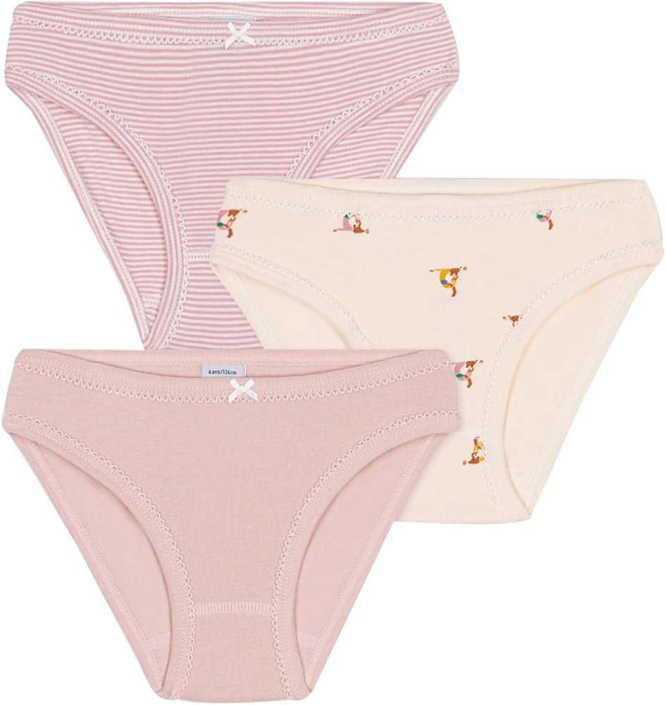 Petit Bateau GIRLS Cotton Knickers PANTIES STRIPED AND PRINTED- 3-Pack SIZES 2-12 YEARS