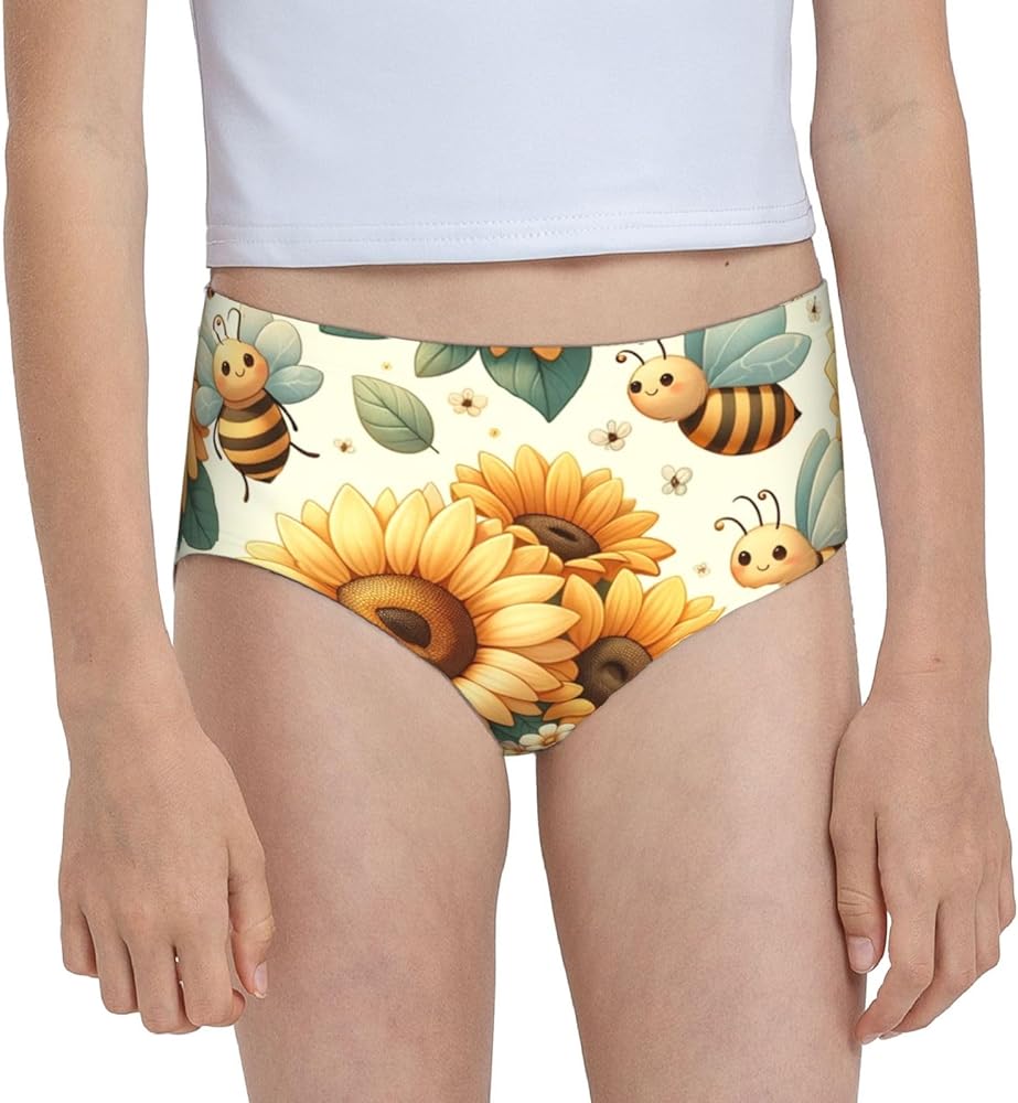 Augenstern Cotton Underwear Delightful-Sunflower-Bee Girls'Briefs Soft Underpants