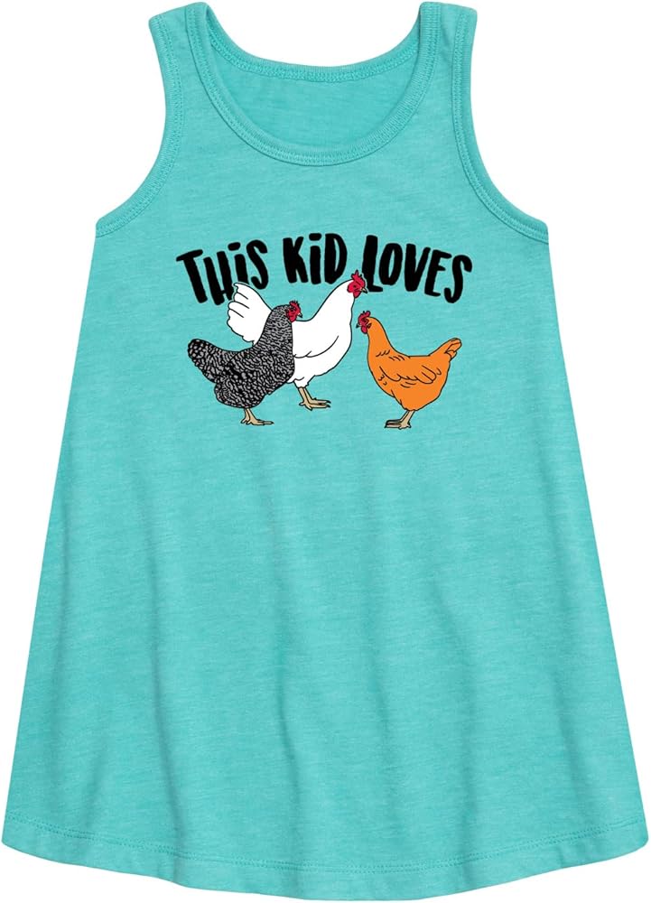 Instant Message - This Kid Loves Chickens - Toddler & Youth Girls A-line Dress