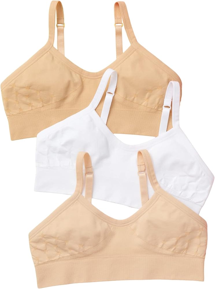 Yellowberry Girls' Favorite 3pk Double-Layered, Seamless Bra and Pull-over Design