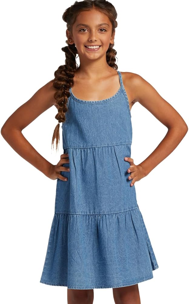 Roxy Girl's Cool for The Summer Denim Dress (Little Kids/Big Kids) Medium Blue 14 Big Kid