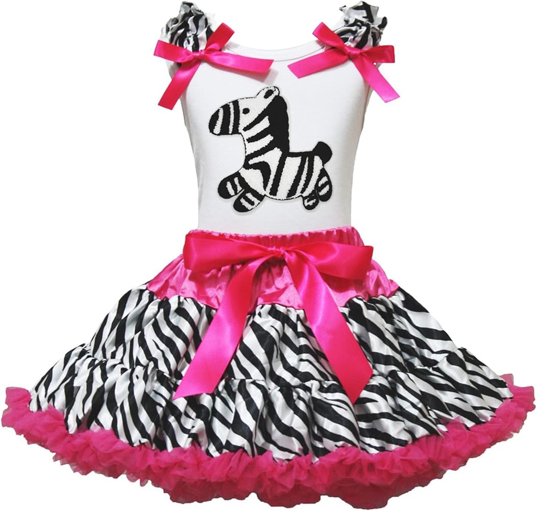 Petitebella Cute Zebra White Shirt Top Hot Pink Zebra Skirt Outfit 1-8y