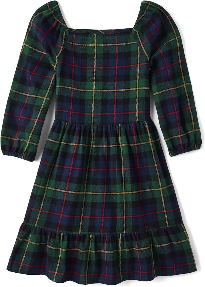 The Children's Place Girls' Long Sleeve Plaid Dress