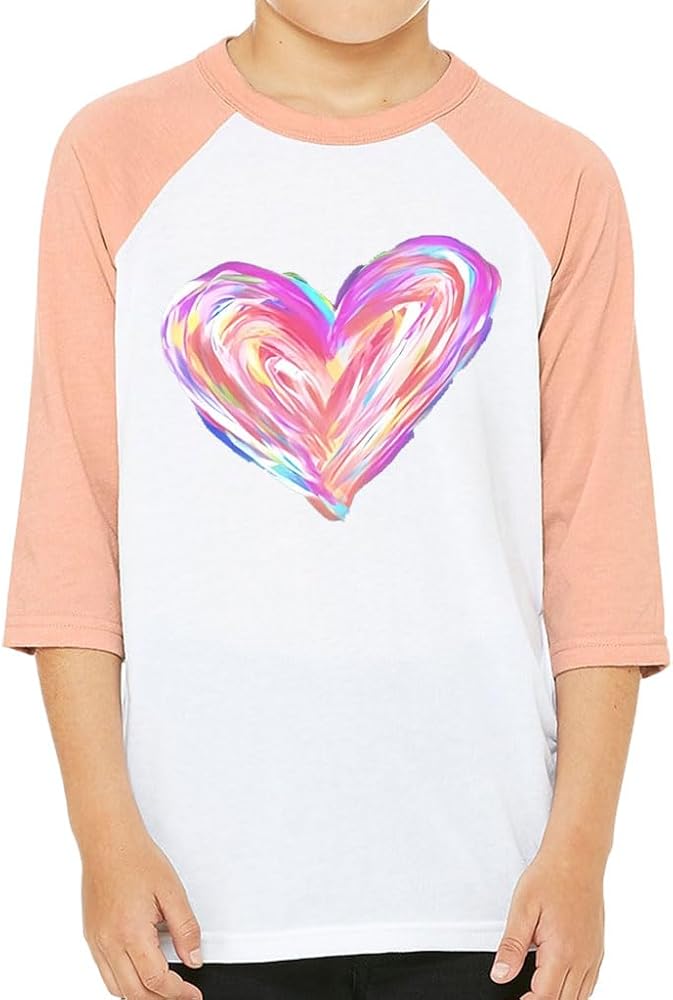 Watercolor Doodle Heart Kids' Baseball T-Shirt - Girl Gift Ideas - Cute Aesthetic Stuff