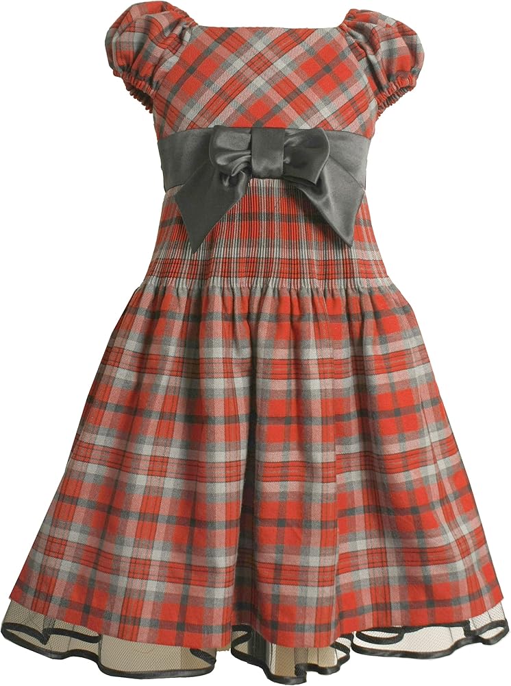 Bonnie Jean Little Girls' Plaid Dress with Wide Elastic Waist