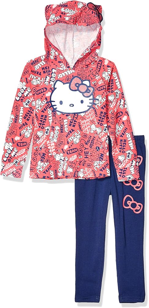 Hello Kitty Little Girls 2 Piece Hoodie and Pant Legging Set, Pink, 5