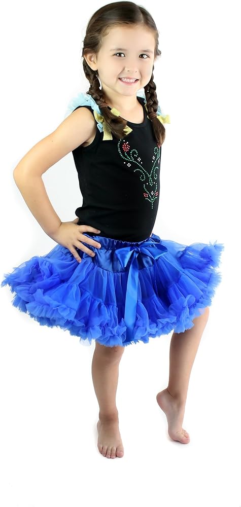 Little Girls' Princess Anna Rhinestone Vines Pettiskirt Set (3-4 Years) Length 15.5" Chest 21"-22" Black and Blue