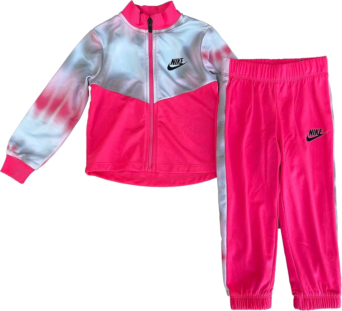 Nike Little Girls Full Zip Tricot Jacket And Pants 2 Piece Set (H_Pink(26I501-A96)/B, 2T)