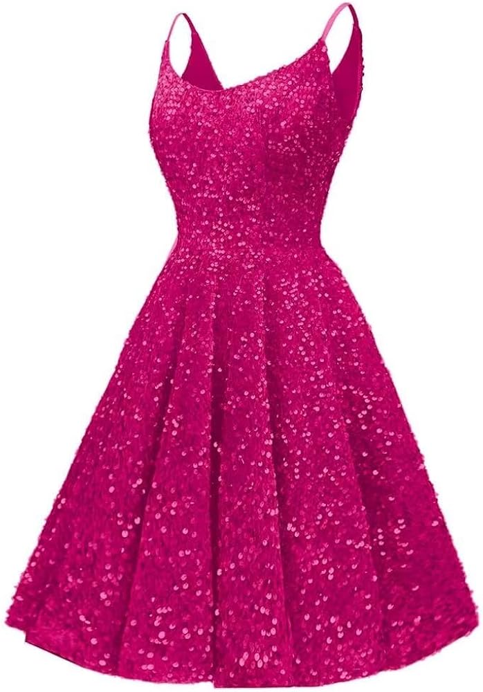 Changuan Sequin Homecoming Dresses for Teens 2024 Short Prom Dress Sparkly Formal Cocktail Party Gowns