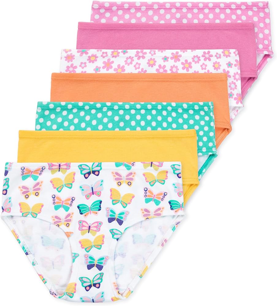 Lucky & Me Girls 100% Organic Cotton Underwear Briefs, Gracie 7 Pack