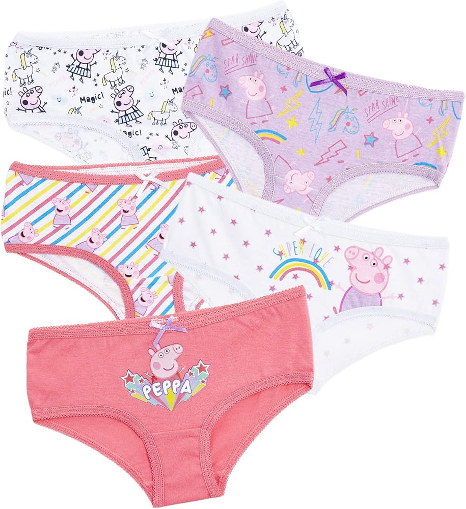 Peppa Pig Underwear Girls Pack of 5 Magical Unicorn Various Designs, Unicorn Gifts for Girls Toddlers Stocking Fillers