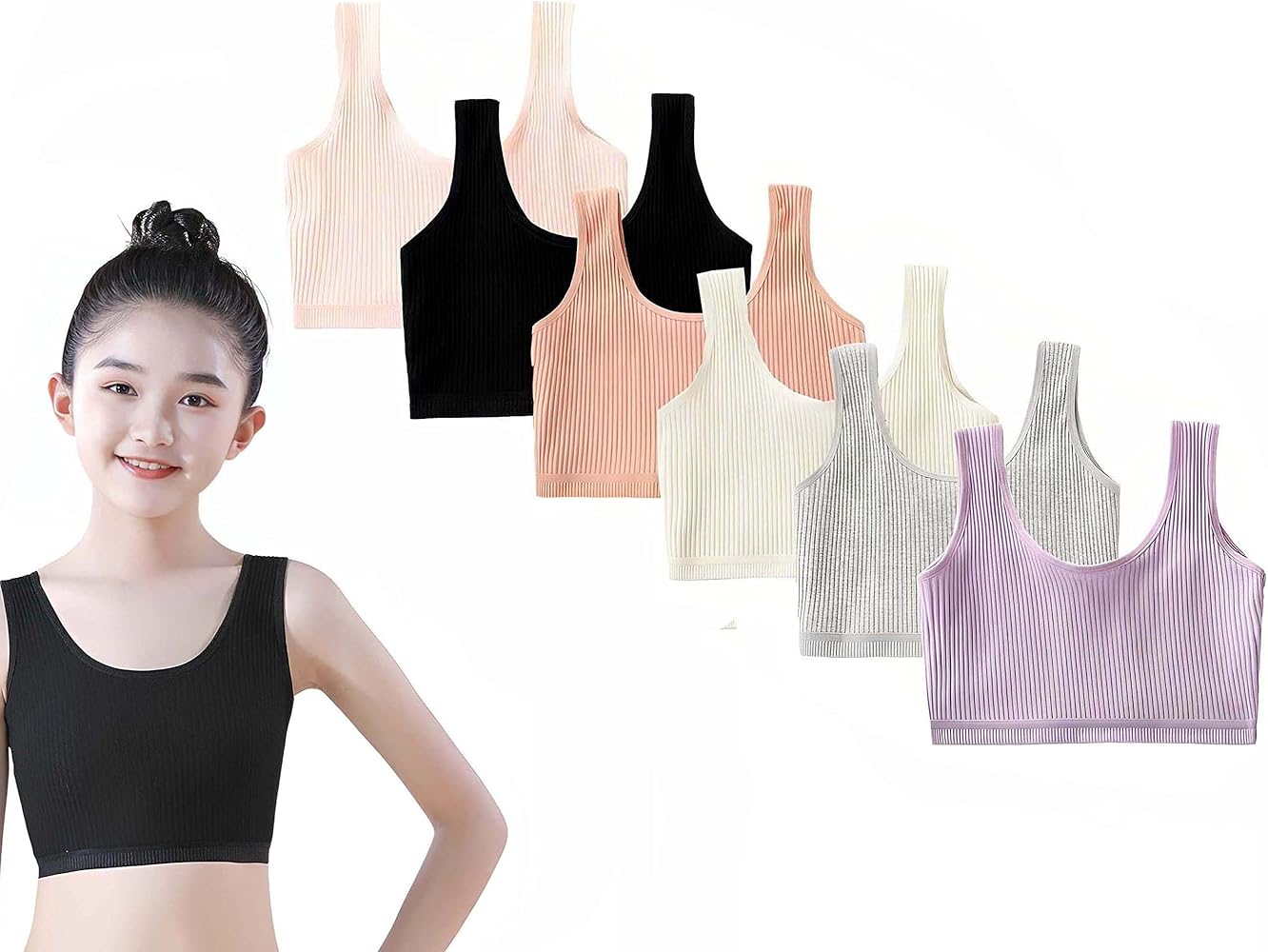 Training Bras for Girls Seamless Cami Bralettes Sports Vest/Girls Sports Bra 6-14 Years