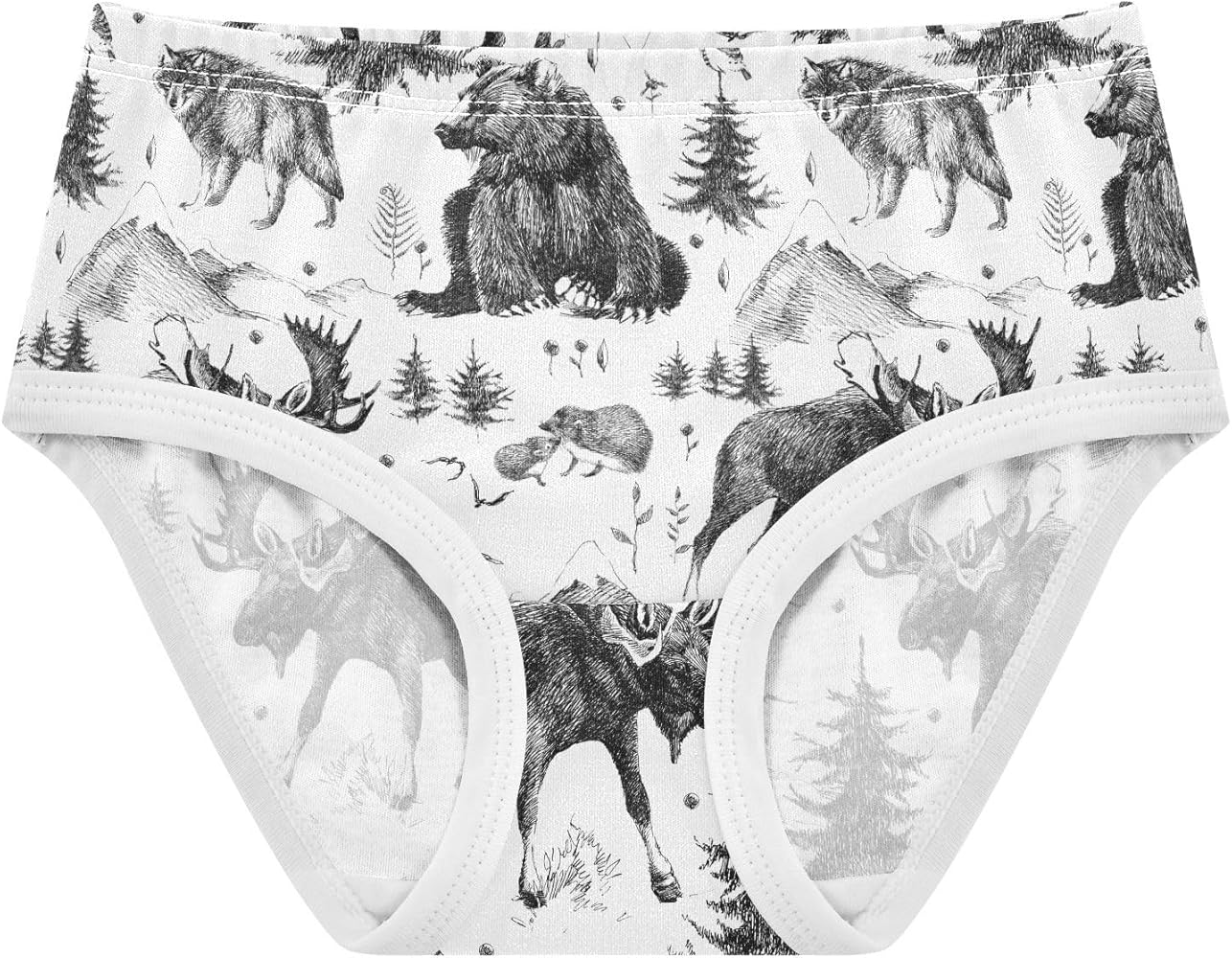 Aflyko Animal Girls' Briefs Scandinavian Woodland Wild Animal Wolf Moose Baby Panties Kids Underwear