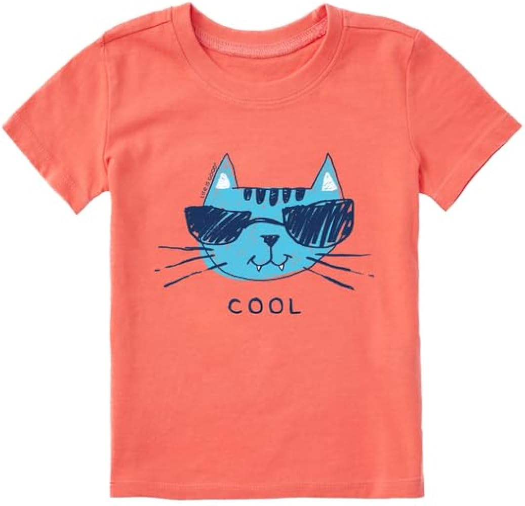 Life is Good. Toddler Cool Cat SS Crusher Tee, Mango Orange, 3T