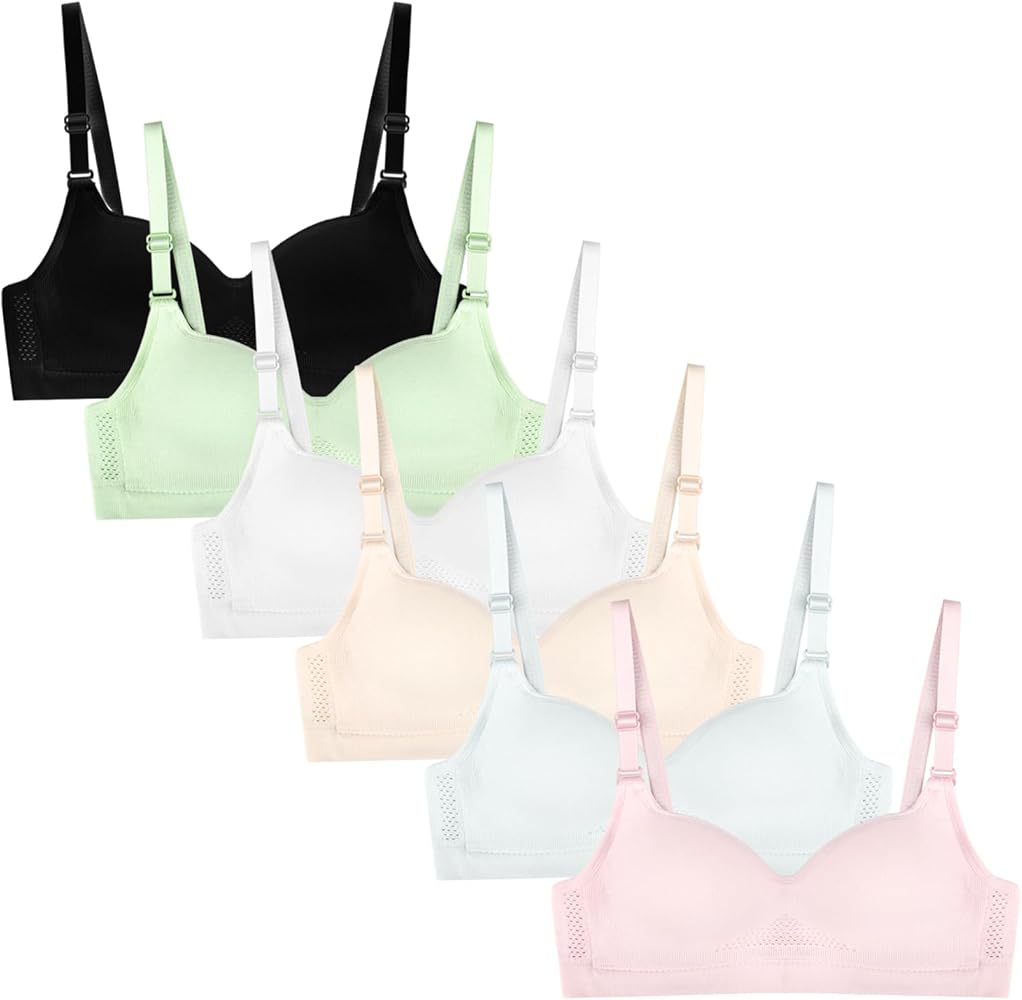 Teen Girls Sports Training Bra Cotton Adjustable Straps Starter Bras Breathable Seamless Underwear