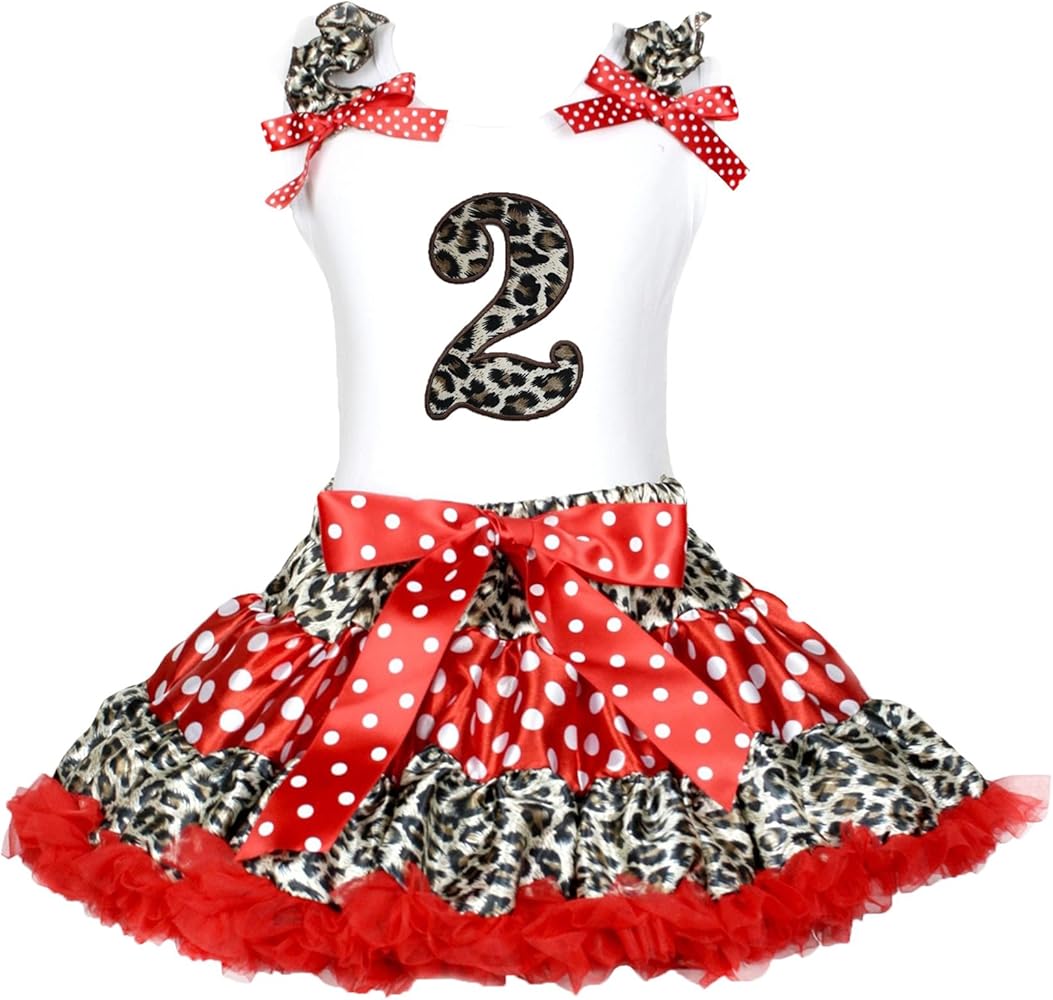 Petitebella Leopard 2nd White Shirt Red Leopard Polka Dots Skirt Outfit 1-8y