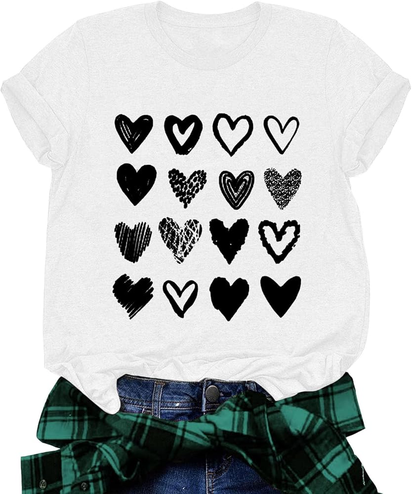 Cute Shirts for Girls 10-12 Years Old Graphic Tees Short Sleeve Love Heart Tshirts Cute Valentine Gift for Her