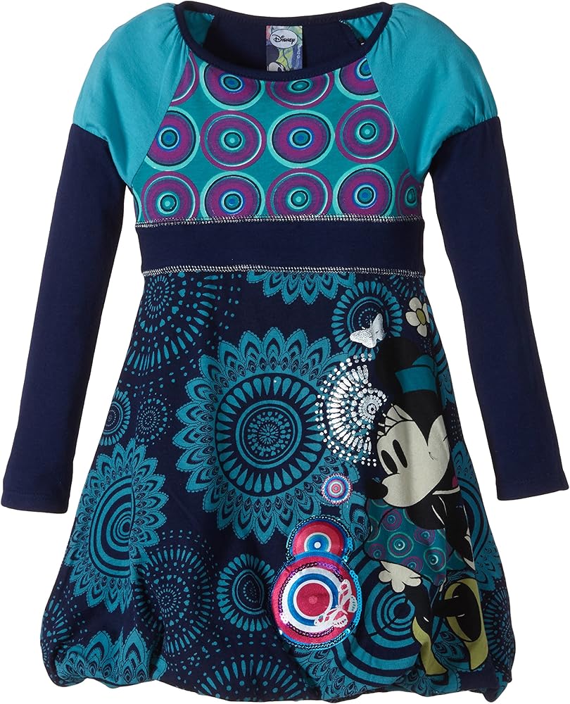 Desigual Big Girls' Long Sleeve Dress with Minnie Mouse Graphic