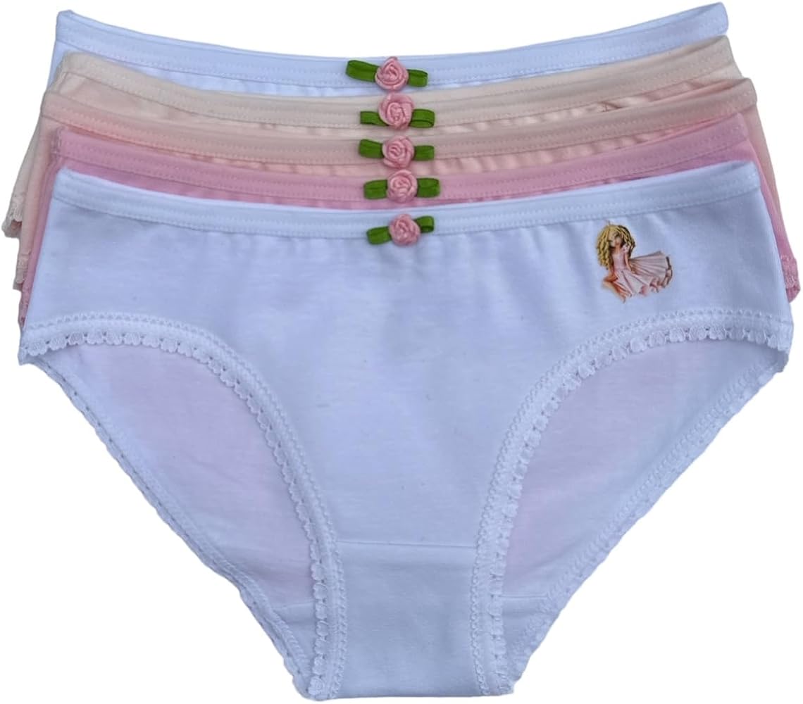 -DaVi Little Girls Bikini Underwear Tagless Cotton Penties Doll 5 pack