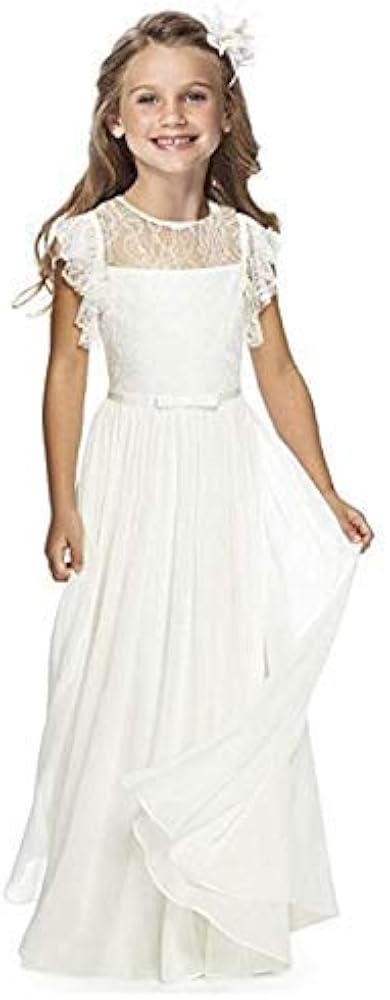 Fancy Ruffle A-Line Flower Girl Dress Girls Holy Communion Dresses for Wedding Pageant 1-12 Year Old