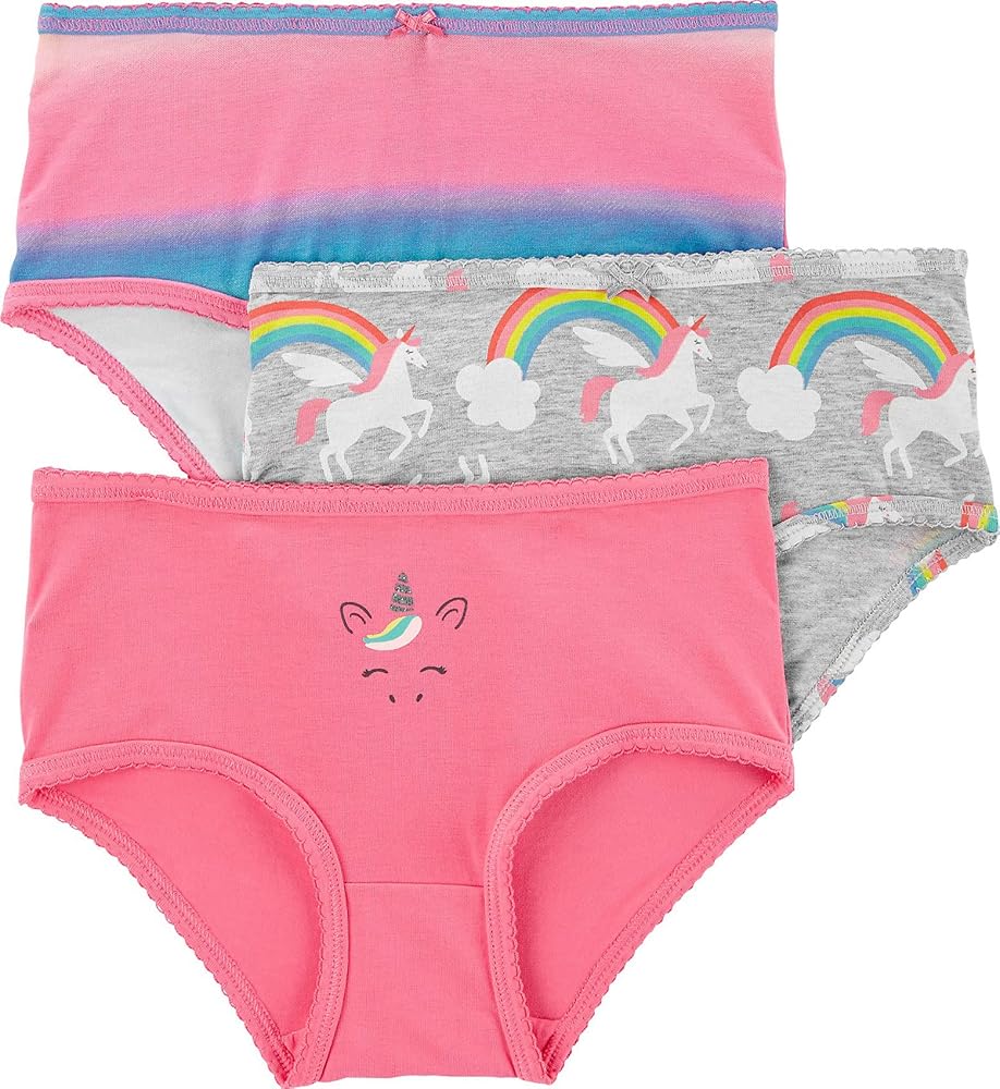 Carter's Little Girl's 3-Pack Stretch Cotton Panties (4/5, Unicorn(3H603710)/Rainbow)