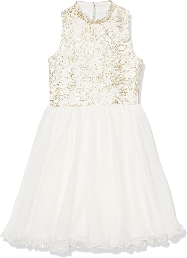 Speechless Girls' Glitter Lace-Bodice Dress