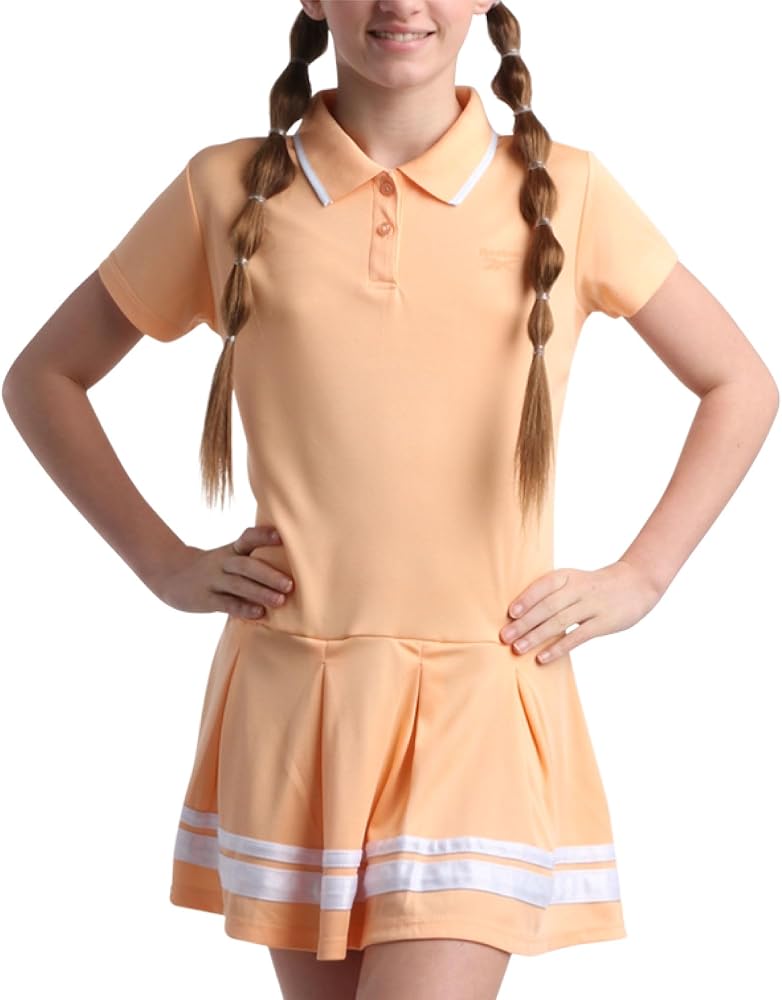 Reebok Girls' Dress - Short Sleeve Active Performance Pique Polo Tennis Dress - Summer Casual Pleated Skirt Polo Dress (7-12)