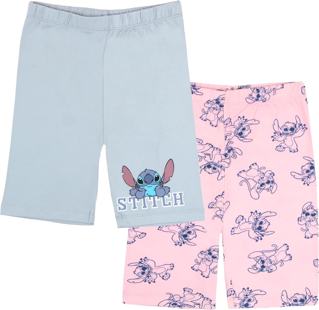 Disney Lilo and Stitch Girls 2-Pack Shorts Set - Lilo & Stitch Biker Shorts Bundle Set for Girls