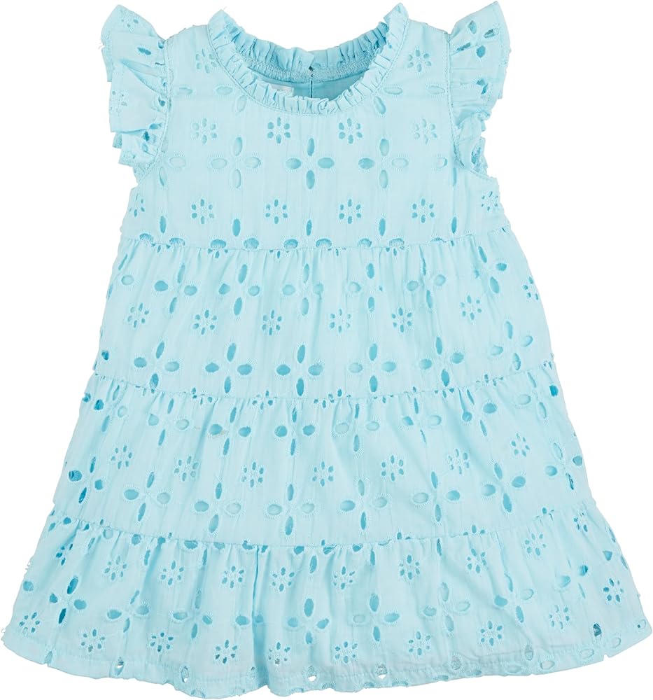 Mud Pie Girls Blue Mini Lula Eyelet Dress