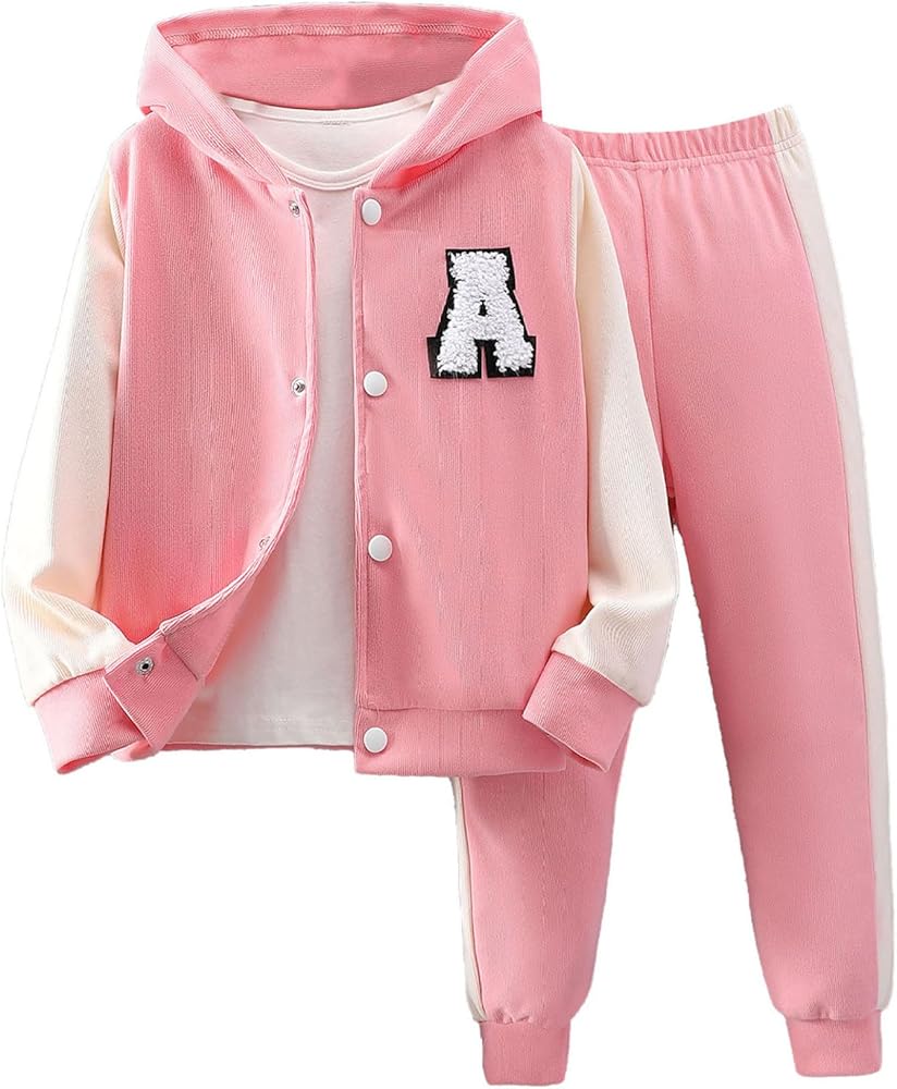 Toddler Kids Girls Sweatsuits Tracksuits Outfits Hooded Jacket & Sweatpants 2 Piece Set