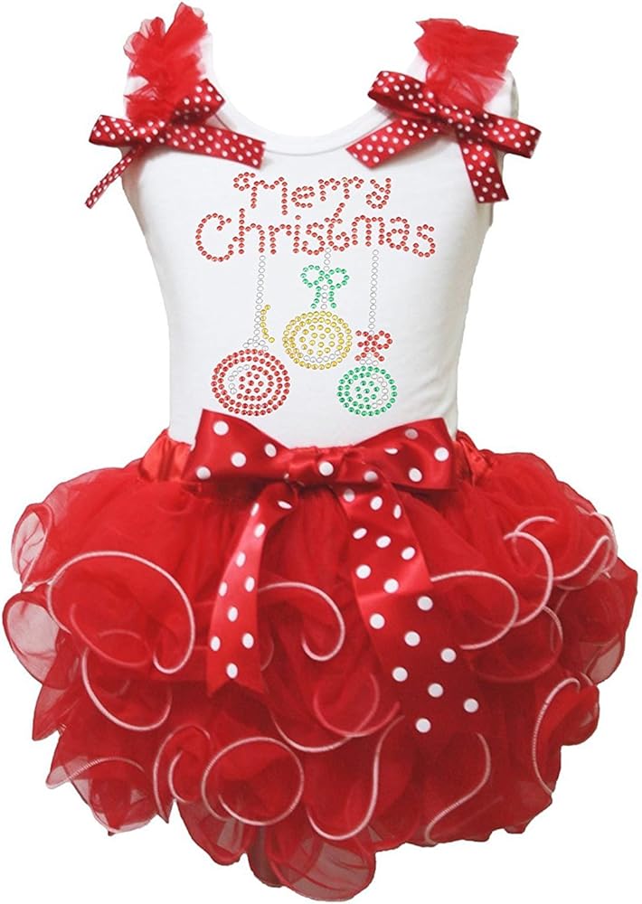 Petitebella Christmas White Shirt Red Ribbon Petal Skirt Set Nb-8y