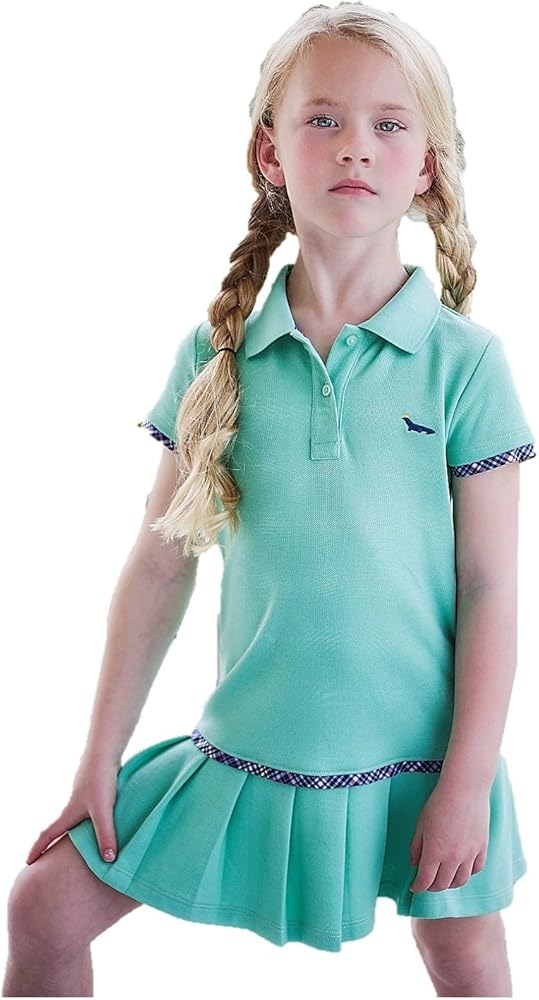 Toddler Girls' Mint Green Polo Dress - 100% Pima Cotton Pleated Tennis Dress