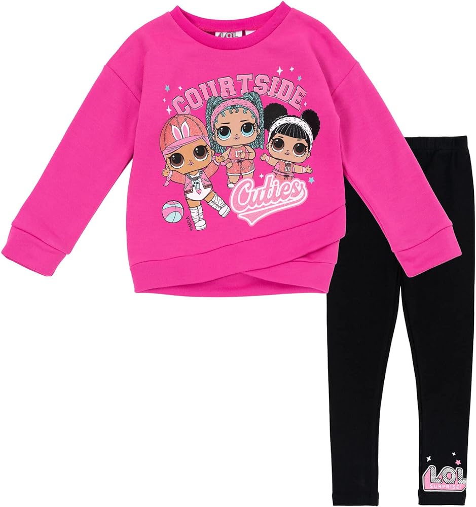 L.O.L. Surprise! Girls Fleece Sweatshirt and Leggings Outfit Set Little Kid to Big Kid Sizes (4-18-20)