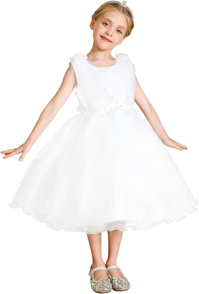 Flower Girls Dresses Toddler Princess Birthday Wedding Party Dress for Kids 3-8Y