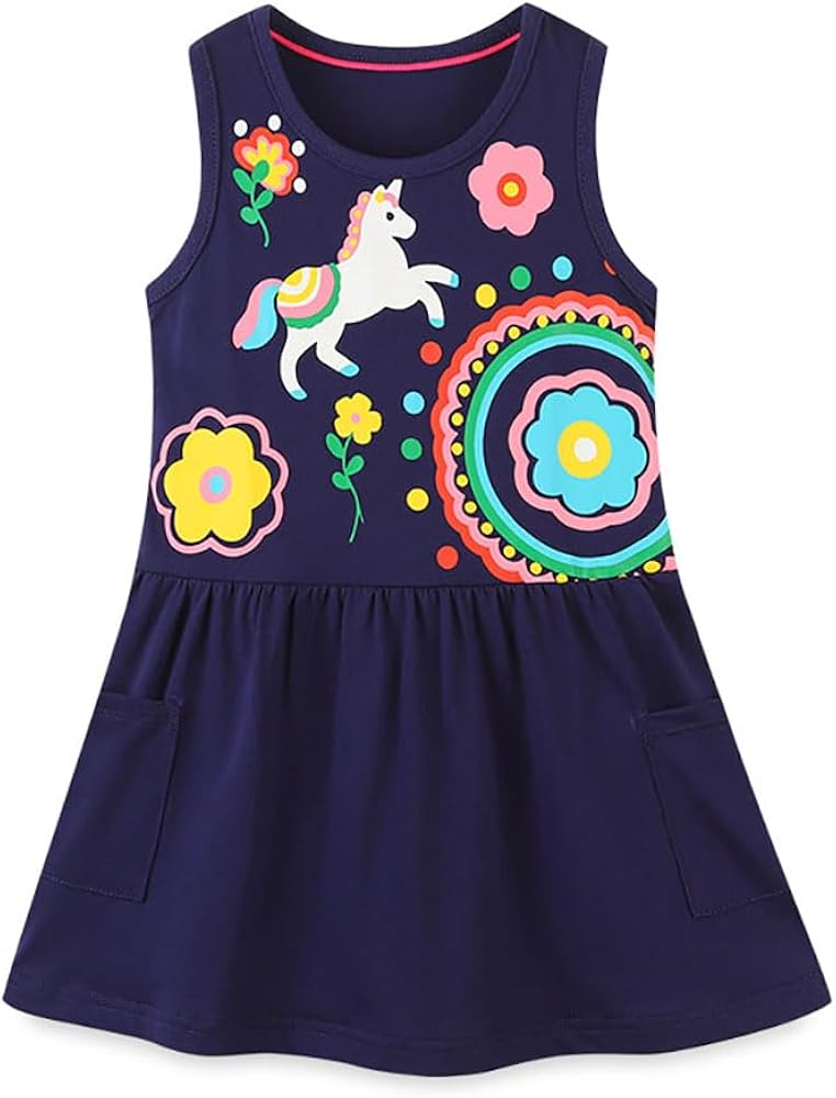 Girls Dresses Girls Short Sleeve Dresses Summer Casual Cotton Dresses Basic Playwear Sun Dresses Kid Dresses-204