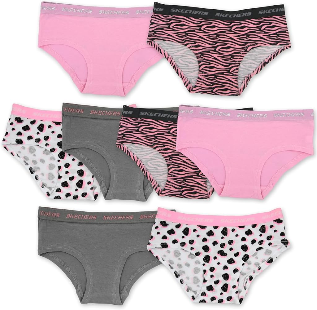 Skechers Girls' Amazon Exclusive Combed Cotton Blend Panties with Unique Prints and Pack, Sizes 2/3t, 4, 6, 8 and 10