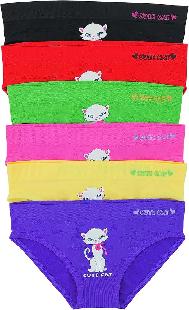 ToBeInStyle Girls’ Pack of 6 Adorable Microfiber Stretch Classic Bikini Panty Underwear