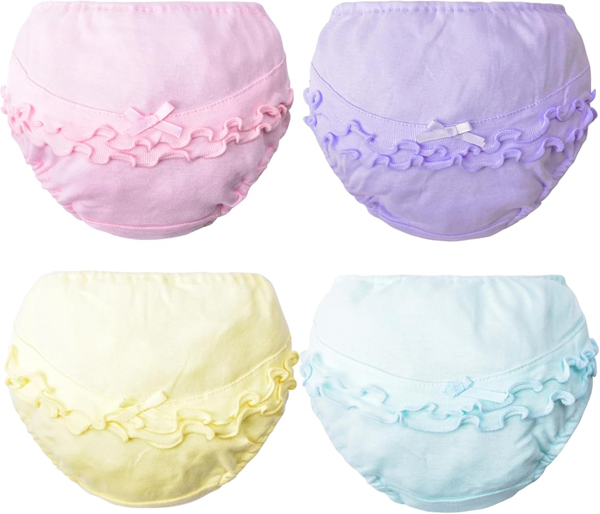 Infant Bloomers Underwear Ruffle Diaper Cover for Baby Girls Toddler Kids Cotton Shorts Panties 4-Pack