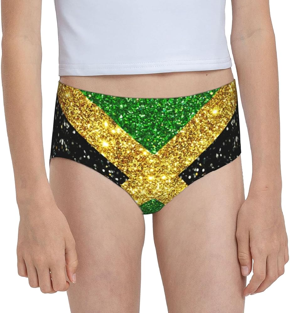 Augenstern Cotton Underwear Glitter Jamaica Flag Proud Girls'Briefs Soft Underpants