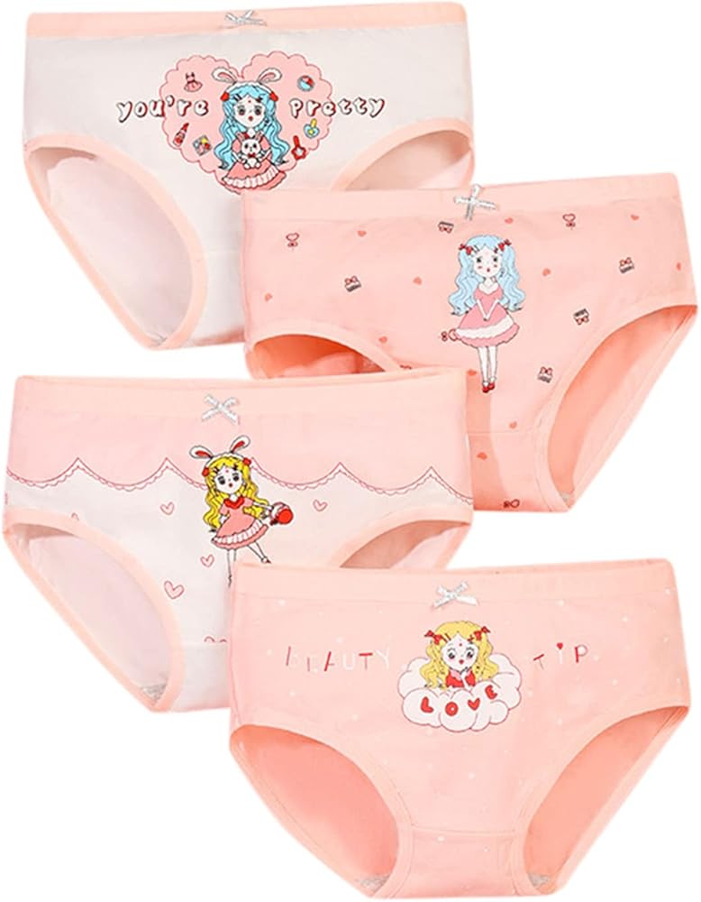 Kids Toddler Girls Underpants Set Cartoon Letter Print Underwear Shorts Briefs Set Organic Cotton Underwear