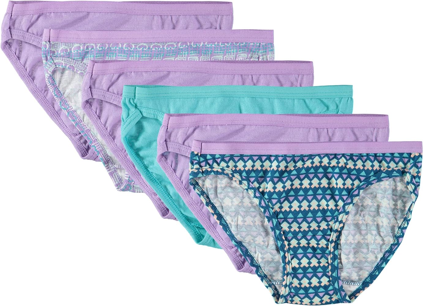 Fruit of the Loom Girls' Cotton Bikini Underwear (6 Pack Bikini (Assorted)