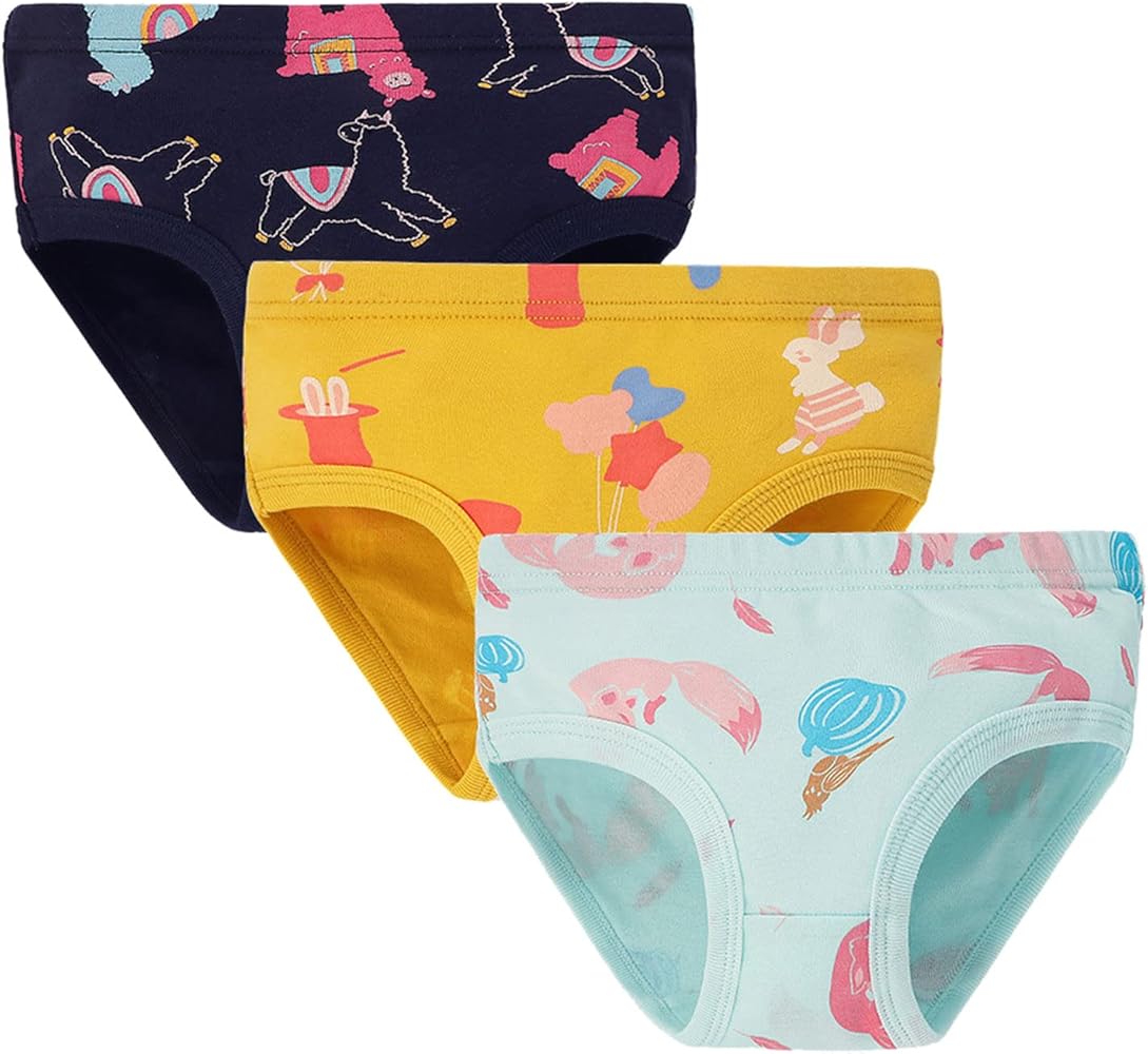 Kids Children Girls Underwear Cute Print Briefs Shorts Pants Cotton Underwear Trunks 3PCS Girls Briefs