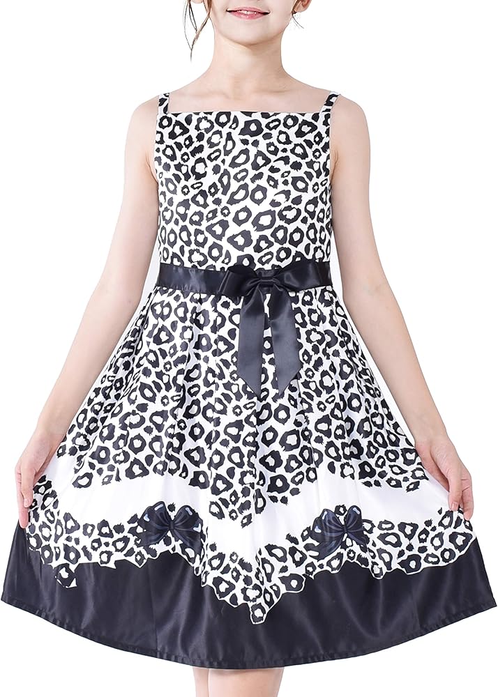 Sunny Fashion Girls Dress Leopard Doll Surprise Party Swing Dress Size 6-12